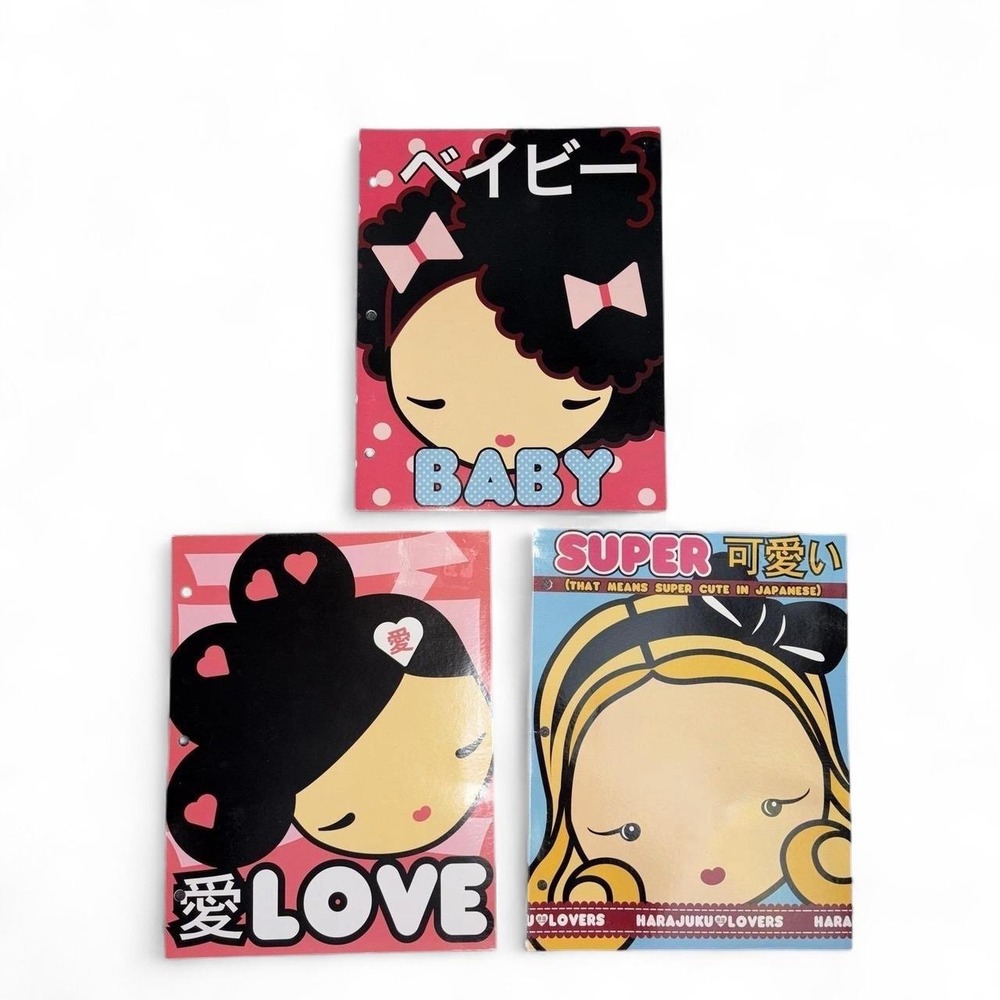 Harajuku Lovers Folders Love Baby Kawaii Portfolios Lot Of 3 Gwen LAMB School